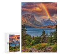 Jigsaw Puzzles 300 PCS Rainbow Mountain Lake Scenery Jigsaws for Adults Puzzle Pattern Assembly Educational Challenge Birthday And Unique Gifts 300 PCS