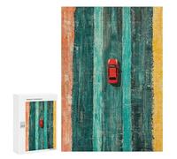 Jigsaw Puzzles 300 PCS Red Car on Abstract Road Jigsaws for Adults Puzzle Pattern Assembly Educational Challenge Birthday And Unique Gifts 300 PCS