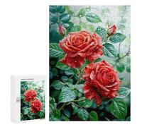 Jigsaw Puzzles 300 PCS Red Rose Flower Teenagers Puzzles Relax Games Difficult Challenge Unique Birthday And Xmas Gifts 300 PCS