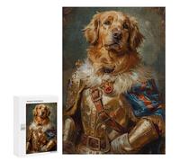 Jigsaw Puzzles 300 PCS Royal Golden Retriever Armor Jigsaws for Adults Puzzle Pattern Assembly Educational Challenge Birthday And Unique Gifts 300 PCS