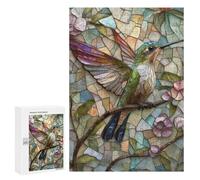 Jigsaw Puzzles 300 PCS Stained Glass Hummingbird Artwork Jigsaws for Adults Puzzle Pattern Assembly Educational Challenge Birthday And Unique Gifts 300 PCS