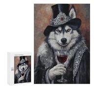 Jigsaw Puzzles 300 PCS Steampunk Wolf with Wine Jigsaw for Teenagers Improve Memory Difficult And Challenge Brainteaser Family Games 300 PCS