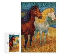 Jigsaw Puzzles 300 PCS Two Painted Horses Jigsaws for Adults Puzzle Pattern Assembly Educational Challenge Birthday And Unique Gifts 300 PCS