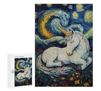 Jigsaw Puzzles 300 PCS Unicorn Sleeping Starry Night Teenagers Puzzles Relax Games Difficult Challenge Unique Birthday And Xmas Gifts 300 PCS