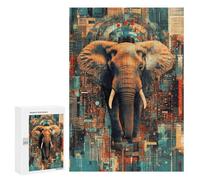 Jigsaw Puzzles 300 PCS Urban Elephant Abstract Art Print Jigsaws for Adults Puzzle Pattern Assembly Educational Challenge Birthday And Unique Gifts 300 PCS