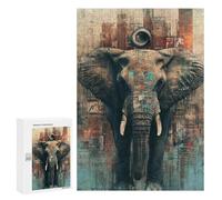 Jigsaw Puzzles 300 PCS Urban Elephant Art Print Jigsaw for Teenagers Improve Memory Difficult And Challenge Brainteaser Family Games 300 PCS