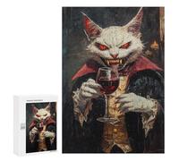 Jigsaw Puzzles 300 PCS Vampire Cat with Wine Glass-3 Jigsaw for Teenagers Improve Memory Difficult And Challenge Brainteaser Family Games 300 PCS