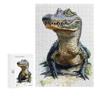 Jigsaw Puzzles 300 PCS Watercolor Alligator Portrait Teenagers Puzzles Relax Games Difficult Challenge Unique Birthday And Xmas Gifts 300 PCS