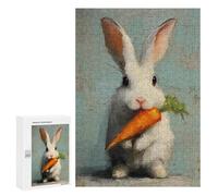 Jigsaw Puzzles 300 PCS White Rabbit with Carrot Painting Jigsaws for Adults Puzzle But Fun And Humorous Every Piece Is Unique - Family Fun & Game Night 300 PCS