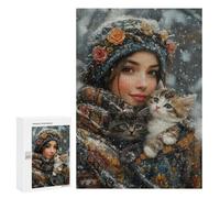 Jigsaw Puzzles 300 PCS Winter Cozy Cats Jigsaws for Adults Puzzle Pattern Assembly Educational Challenge Birthday And Unique Gifts 300 PCS