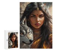 Jigsaw Puzzles 300 PCS Wolf Spirit Warrior Woman Jigsaws for Adults Puzzle But Fun And Humorous Every Piece Is Unique - Family Fun & Game Night 300 PCS