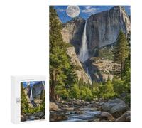 Jigsaw Puzzles 300 PCS Yosemite Valley Waterfall Moon Jigsaws for Adults Puzzle But Fun And Humorous Every Piece Is Unique - Family Fun & Game Night 300 PCS