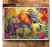 Jigsaw Puzzles 300 piece,Puzzles for Adults,Challenging Educational Family Activity Games Home Decoration Puzzle Colorful Flower Elephant 15 x 10.2 inch