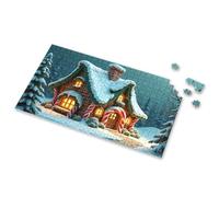 Jigsaw Puzzles 300 Pieces For Adults A Cozy, Snow-Covered Cabin With Candy Cane Decorations. Picture Puzzle Puzzles 500 Pieces Puzzle Books For Adults(500PCS)