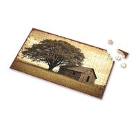 Jigsaw Puzzles 300 Pieces For Adults A Small Wooden Cabin Stands Under A Large Tree In An Open Field. Picture Puzzle Puzzles 500 Pieces Puzzle Books For Adults(300PCS)