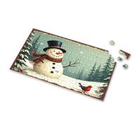 Jigsaw Puzzles 300 Pieces For Adults A Snowman In A Top Hat With A Red Bird. Picture Puzzle Puzzles 500 Pieces Puzzle Books For Adults(500PCS)