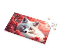 Jigsaw Puzzles 300 Pieces For Adults A White Fox With Red Eyes Surrounded By Vibrant Flowers. Picture Puzzle Puzzles 500 Pieces Puzzle Books For Adults(1000PCS)