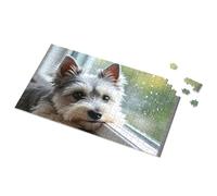 Jigsaw Puzzles 300 Pieces For Adults Adorable Doggie By The Rainy Window Picture Puzzle Gift For 4 Year Old Boy Easter Gifts For Adults(1000PCS)