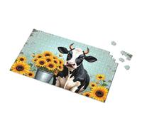 Jigsaw Puzzles 300 Pieces For Adults Black And White Cow With Sunflowers Picture Puzzle Gift For 4 Year Old Boy Easter Gifts For Adults(1000PCS)
