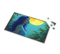 Jigsaw Puzzles 300 Pieces For Adults Blue-Haired Beauty Under The Full Moonlit Sky Picture Puzzle Puzzles 500 Pieces 500 Piece Puzzles For Adults(500PCS)