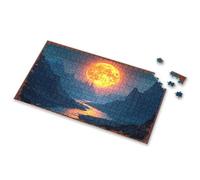 Jigsaw Puzzles 300 Pieces For Adults Enchanted Valley With Giant Sun Setting Picture Puzzle Outfoxed Game For Kids Puzzle Books For Adults(500PCS)