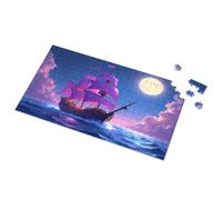 Jigsaw Puzzles 300 Pieces For Adults Fantasy Pirate Ship Sailing Under The Full Moon Picture Puzzle Gift For 4 Year Old Boy Easter Gifts For Adults(300PCS)