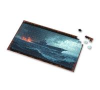 Jigsaw Puzzles 300 Pieces For Adults Flames And Waves: A Ship In Stormy Seas Picture Puzzle Outfoxed Game For Kids Puzzle Books For Adults(300PCS)