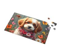 Jigsaw Puzzles 300 Pieces For Adults Floral Crowned Pup In Butterfly Garden Picture Puzzle Gift For 4 Year Old Boy Easter Gifts For Adults(500PCS)
