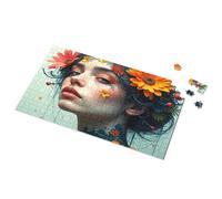 Jigsaw Puzzles 300 Pieces For Adults Floral Fantasy: A Woman'S Portrait With Nature'S Wonders Picture Puzzle Gift For 4 Year Old Boy Easter Gifts For Adults(500PCS)