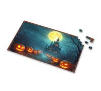 Jigsaw Puzzles 300 Pieces For Adults Halloween Night: Jack-O'-Lanterns And Haunted Castle Under A Full Picture Puzzle 300 Piece Puzzle Puzzles 500 Pieces(1000PCS)