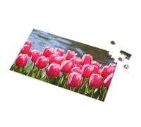Jigsaw Puzzles 300 Pieces For Adults Pink Tulips By The Water Picture Puzzle Gift For 4 Year Old Boy Easter Gifts For Adults(500PCS)