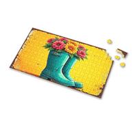 Jigsaw Puzzles 300 Pieces For Adults Retro Rubber Boots With Flowers. Picture Puzzle Puzzles 500 Pieces Puzzle Books For Adults(1000PCS)