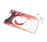 Jigsaw Puzzles 300 Pieces For Adults Two People Reading In A Hammock Under A Cherry Blossom Tree. Picture Puzzle Puzzles 500 Pieces Puzzle Books For Adults(500PCS)