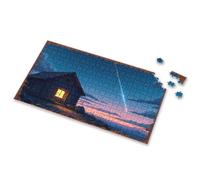 Jigsaw Puzzles 300 Pieces For Adults Whispering Cabin Under The Shooting Star Sky Picture Puzzle Puzzles 500 Pieces 500 Piece Puzzles For Adults(300PCS)