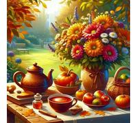 Jigsaw Puzzles 300 Pieces, Jigsaws Garden Dining Table 300 Piece jigsaw puzzles for Adults, Challenge High Difficulty Family Puzzle Game 35x35cm/14x14inch