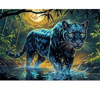 Jigsaw Puzzles 3000 pieces,Puzzles for Adults,Challenging Educational Family Activity Games Home Decoration Puzzle Moonlight Lake Leopard,43.3 x 33.4 Inch
