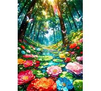 Jigsaw Puzzles 3000 pieces,Puzzles for Adults,Challenging Educational Family Activity Games Home Decoration Puzzle Green Grove Flowers,43.3 x 33.4 Inch