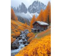 Jigsaw Puzzles 3000 pieces,Puzzles for Adults,Challenging Educational Family Activity Games Home Decoration Puzzle Snow Mountain Woods Cabin,43.3 x 33.4 Inch