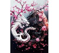 Jigsaw Puzzles 3000 pieces,Puzzles for Adults,Challenging Educational Family Activity Games Home Decoration Puzzle Yin-Yang Dragon Flowers,43.3 x 33.4 Inch
