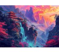 Jigsaw Puzzles 3000 pieces,Puzzles for Adults,Challenging Educational Family Activity Games Home Decoration Puzzle Palace Waterfall Scenery,43.3 x 33.4 Inch