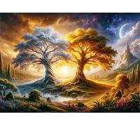 Jigsaw Puzzles 3000 pieces,Puzzles for Adults,Challenging Educational Family Activity Games Home Decoration Puzzle Fantasy Landscape Trees,43.3 x 33.4 Inch