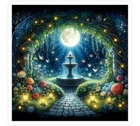 Jigsaw Puzzles 35 Pieces for Adults, puzzles for adults 35 Piece Beautiful Colourful Artwork, Challenging Puzzle Game for Family, Theme:Firefly Fountain Garden