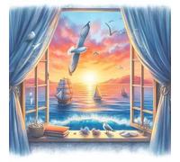 Jigsaw Puzzles 35 Pieces for Adults, puzzles for adults 35 Piece Beautiful Colourful Artwork, Challenging Puzzle Game for Family, Theme:Pigeons Sunrise Scenery