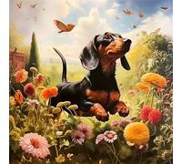 Jigsaw Puzzles 35 Pieces for Adults, puzzles for adults 35 Piece Beautiful Colourful Artwork, Challenging Puzzle Game for Family, Theme:Garden Sky Dog