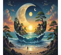 Jigsaw Puzzles 35 Pieces for Adults, puzzles for adults 35 Piece Beautiful Colourful Artwork, Challenging Puzzle Game for Family, Theme:Ocean Sunset Scenery