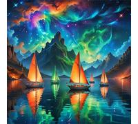 Jigsaw Puzzles 35 Pieces, Jigsaws Aurora Sailboat 35 Piece jigsaw puzzles for Adults, Challenge High Difficulty Family Puzzle Game 30x30cm/12x12inch
