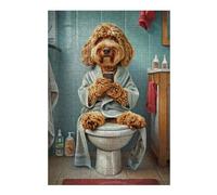 Jigsaw Puzzles 38x26cm/1000pcs for Adults Cockapoo on The Toilet Puzzle for Adults Relax Games Birthday Present Gifts for Friends And Family 38x26cm/1000pcs