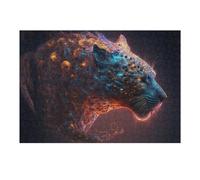 Jigsaw Puzzles 38x26cm/1000pcs for Adults Flame-Patterned Leopard Head Puzzles for Adults Toy Wall Decor Enhance Memory Birthday Present, Gifts, 38x26cm/1000pcs