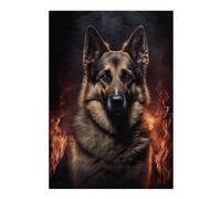 Jigsaw Puzzles 38x26cm/1000pcs for Adults German Shepherd Dog Fire Jigsaws for Adults DIY Toys Presents for Women for Birthday, Chrismas 38x26cm/1000pcs