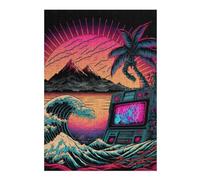 Jigsaw Puzzles 38x26cm/1000pcs for Adults Neon Sunset Boombox Wave Jigsaw Toy Wall Decor But Fun And Humorous Unique Birthday And Gifts 38x26cm/1000pcs